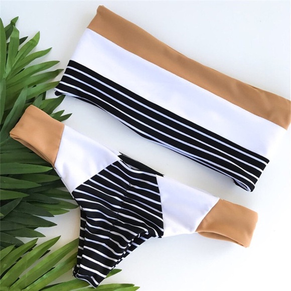 Mimiz Boutique Other - STRIPED BADNEAU TWO PIECE CHEEKY RUCHED BIKINI SET